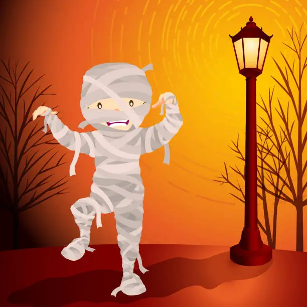 Vector illustration of Halloween mummy costume