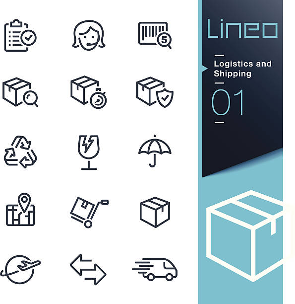 lineo-logistik und versand-kontur icons - sackkarre stock-grafiken, -clipart, -cartoons und -symbole