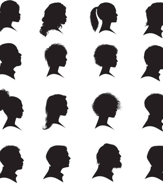 ilustrações, clipart, desenhos animados e ícones de rostos - human head silhouette side view men
