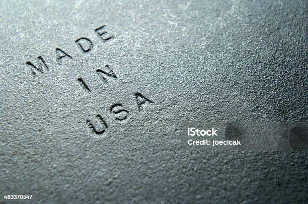 Sand Cast Iron Embossed With Made In Usa Stock Photo - Download Image Now - Made in the USA - Short Phrase, Steel, American Culture