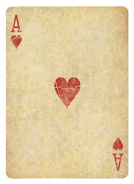 vintage as de coeur isolé (tracé de détourage inclus) - ace of hearts photos et images de collection