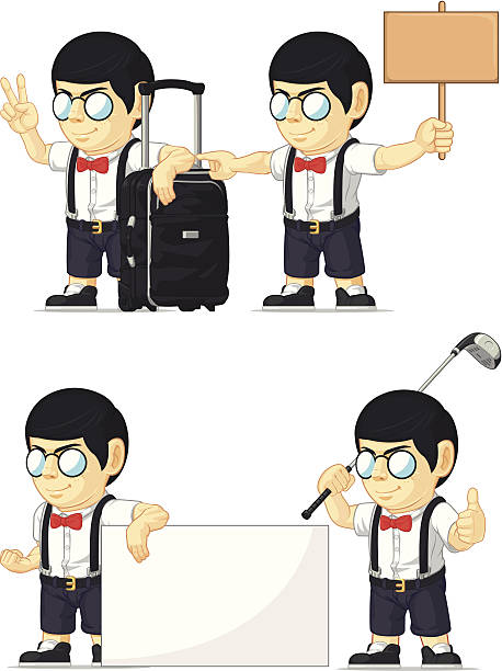 nerd chłopiec dostosowanie maskotka 15 - golf child sport humor stock illustrations
