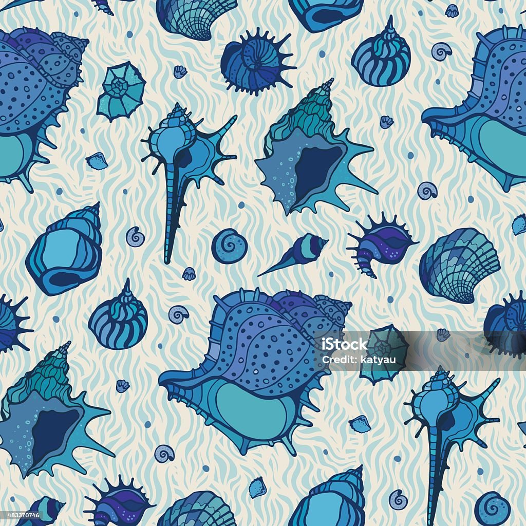 Sea Shells Linear Patterns Seamless Pattern Of Sea Shells Stock Illustration - Download Image Now ...