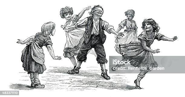 Blind Mans Buff Stock Illustration - Download Image Now - Child, Engraving, Victorian Style