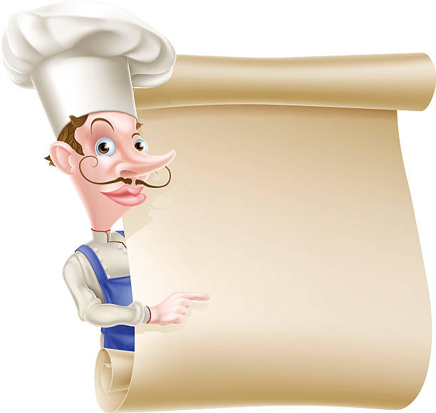 chef with menu scroll - culinary illustration for... 60+ Chef Menu Scroll Stock Illustrations, Royalty-Free Vector Graphics ...