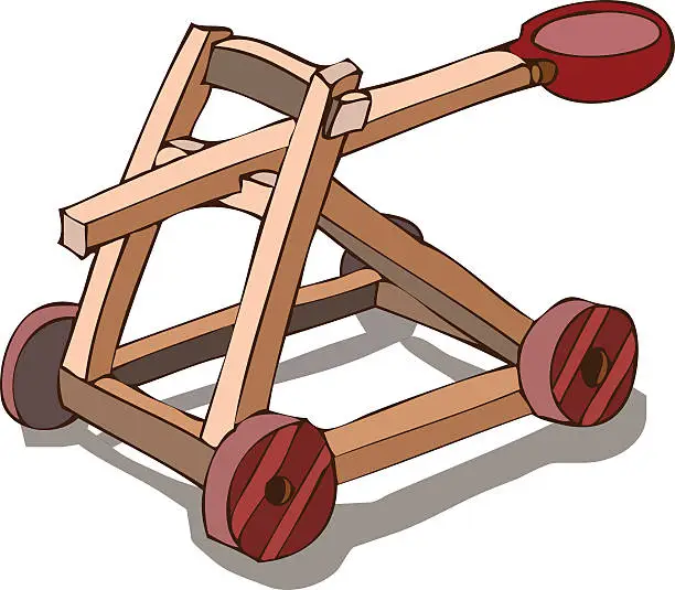 Vector illustration of Wooden Catapult, Vector Illustration.