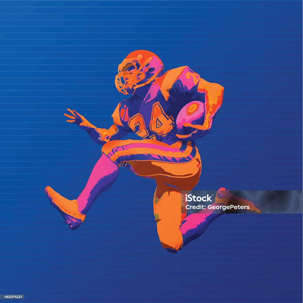 Футболист с ярким графическим изображением цветов - Векторная графика Игрок в американский футбол роялти-фри