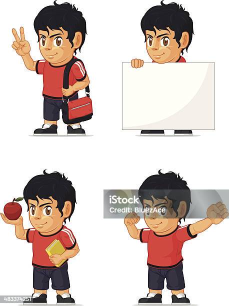 Soccer Boy Customizable Mascot 13 Stock Illustration - Download Image Now - Apple - Fruit, Bag, Book