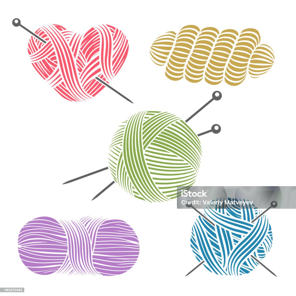 Hand drawn yarn for knitting Hand drawn yarn for knitting. Knit and handmade, craft and ball,  needle and hobby, vector illustration 2015 stock vector