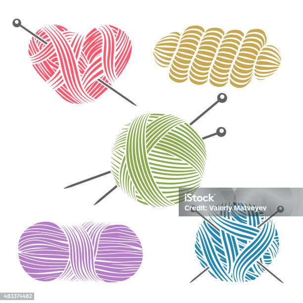 Hand Drawn Yarn For Knitting Stock Illustration - Download Image Now - 2015, Beauty, Beauty In Nature