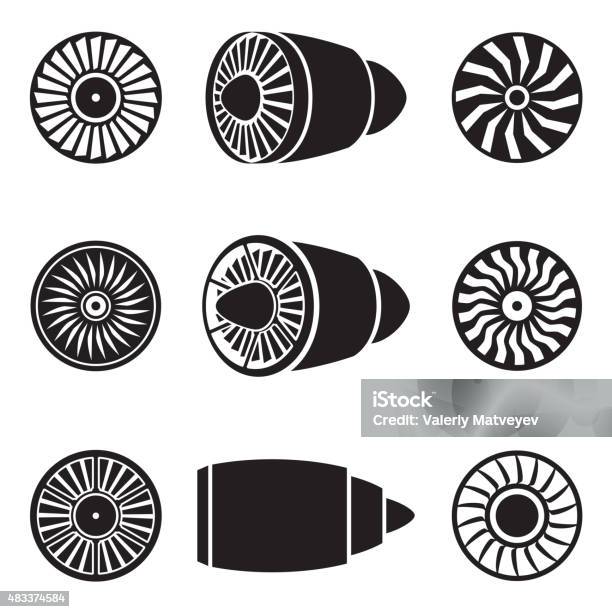 Turbines Icons Stock Illustration - Download Image Now - 2015, Air Vehicle, Airplane