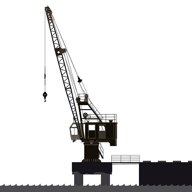 Level luffing crane silhouette Level luffing crane silhouette level luffing crane stock illustrations