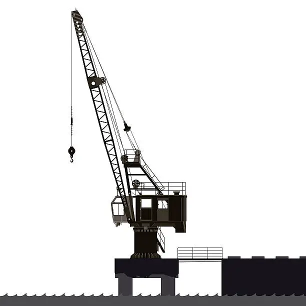 Vector illustration of Level luffing crane silhouette