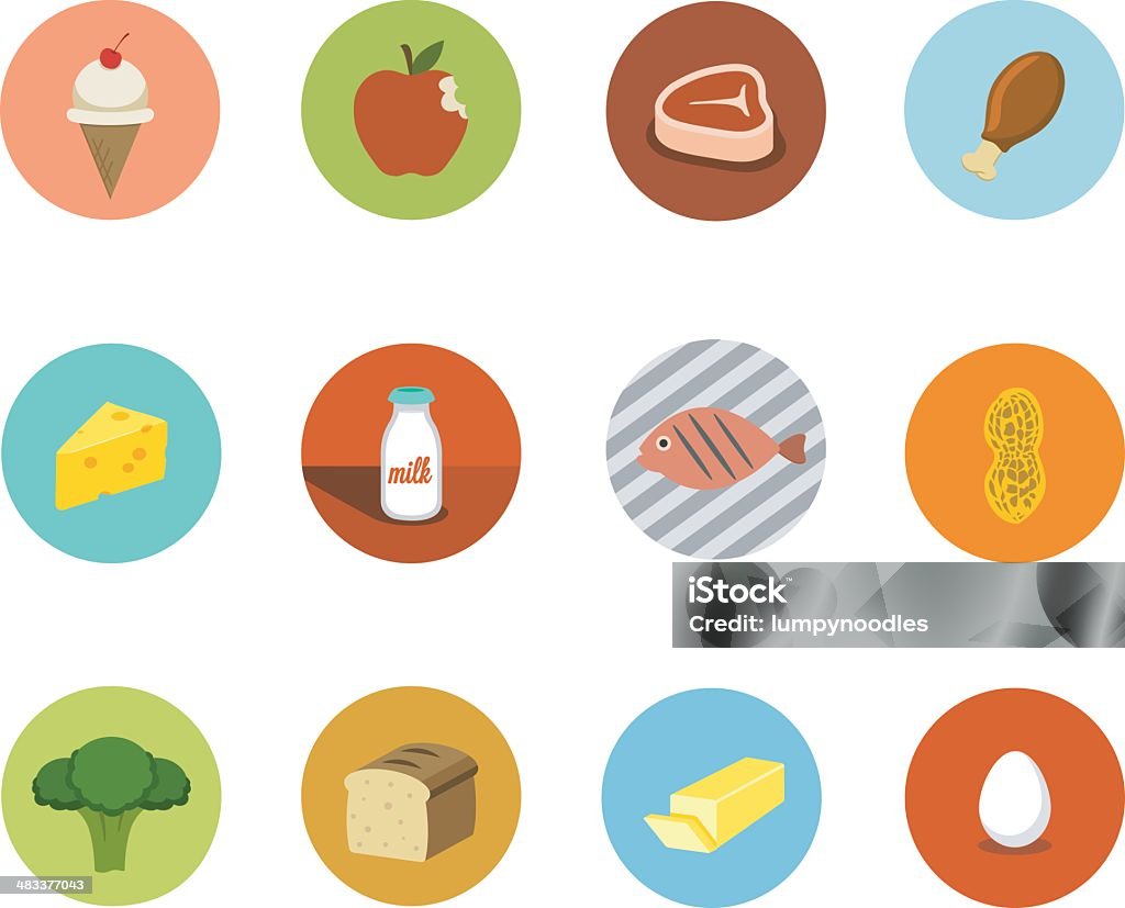 Iconos de alimentos Circle - arte vectorial de Carne libre de derechos