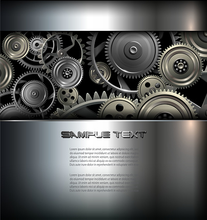 Metal background with gears and copy space.