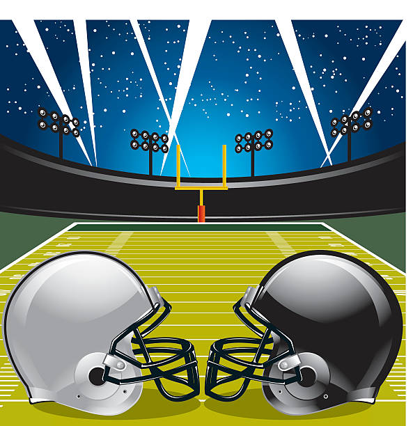 GAME NIGHT Game Night football field night american culture empty stock illustrations