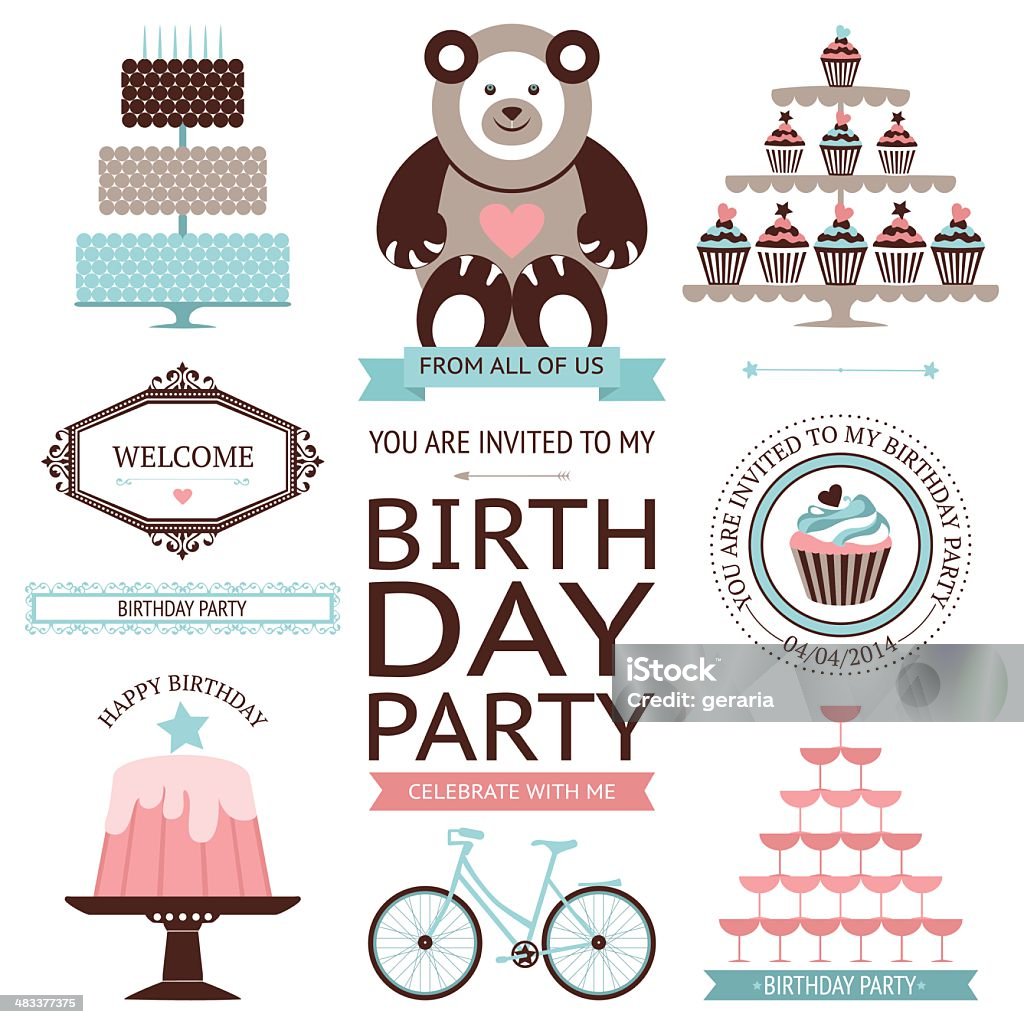 Vector set of birthday celebration or holiday icons isolated on Birthday icons collection. EPS 10Birthday icons collection. EPS 10 Abstract stock vector