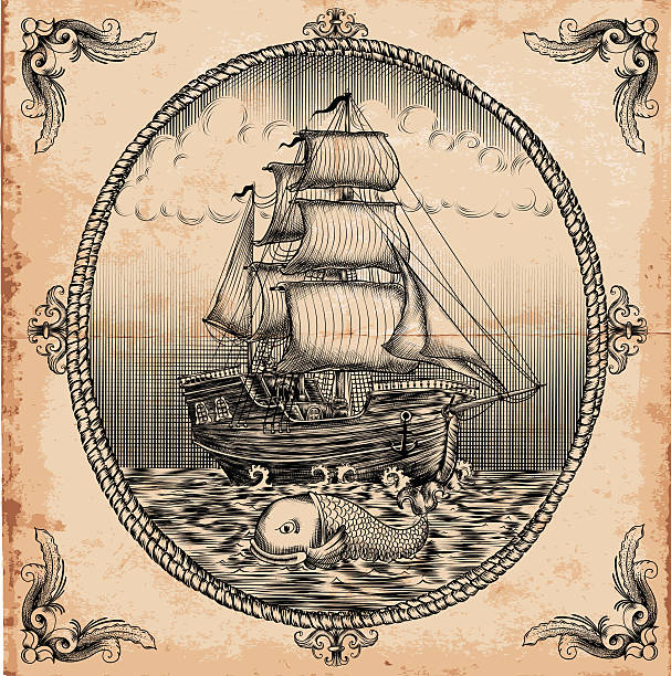 빈티지 돛단배 - antique ship stock illustrations