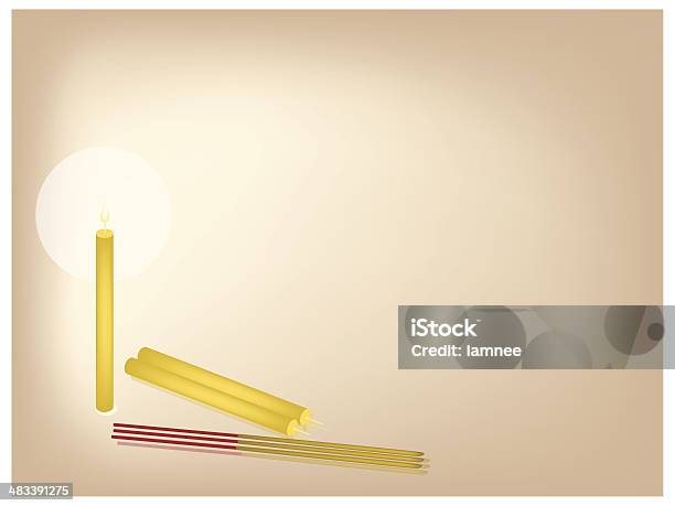 Joss Sticks And Candles On Brown Background Stock Illustration - Download Image Now - Aromatherapy, Asian Culture, Backgrounds