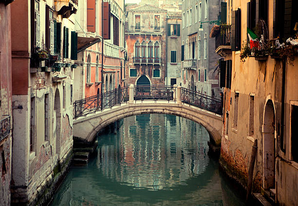 Venice tranquil canal colorful villas