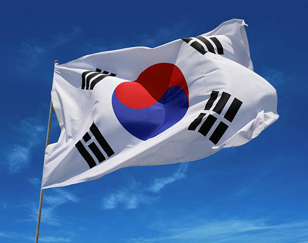 drapeau national sud-coréen - drapeau sud coréen photos et images de collection