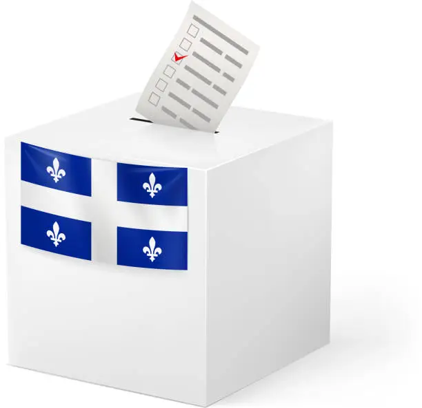 Vector illustration of Ballot box with voting paper. Quebec
