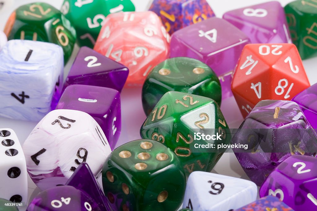 Polyhedral Dice Polyhedral dice. Commonly used in roleplaying games. Chance Stock Photo