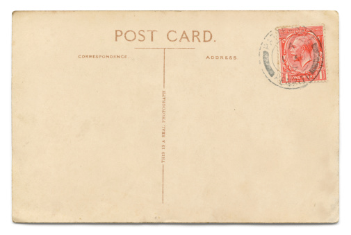 Vintage, empty postcard with a One Penny George V stamp, cancelled in Patterdale (English Lake District), 1 Aug 1929. The postcard carries the phrase 