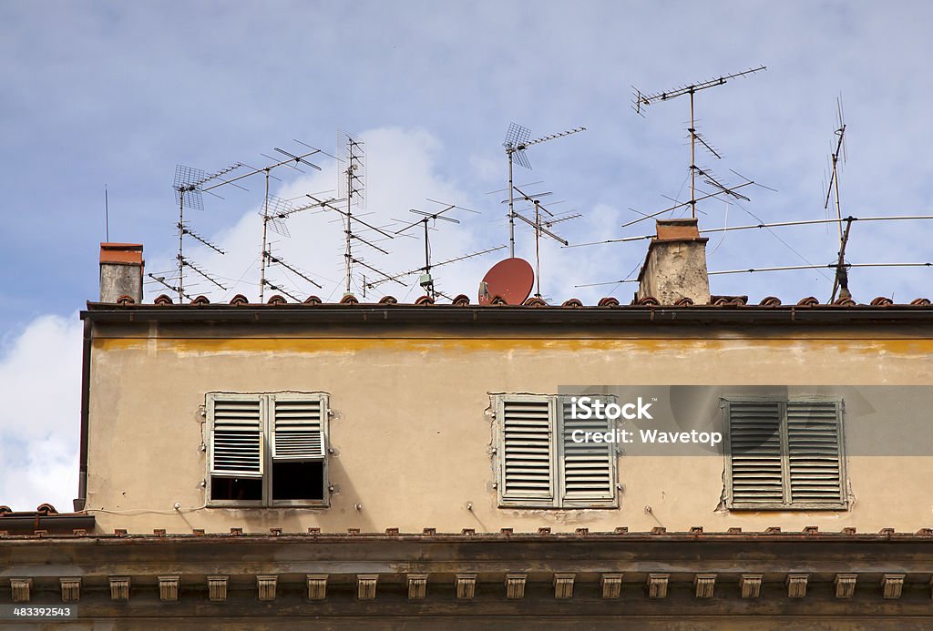 Satellite antennas Satellite dish and antennas TV on an old mediterran house Analog Stock Photo