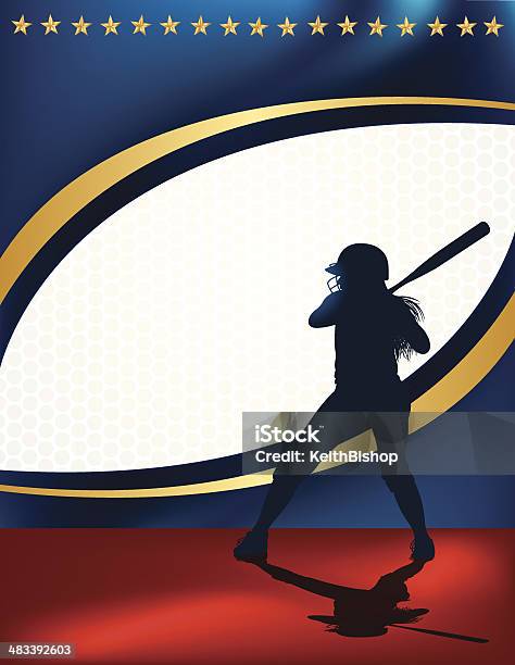 Girls Softball Batter Allstar Background Stock Illustration - Download Image Now - All Star - Sportsperson, Backgrounds, Softball Player