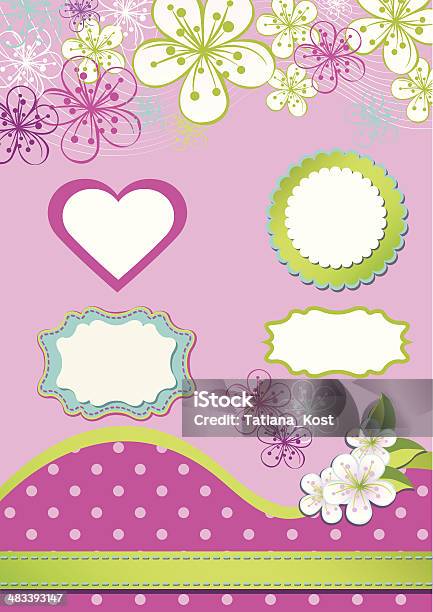 Spring Design Element For Templatespring Flowerspolka Dotlabels Stock Illustration - Download Image Now