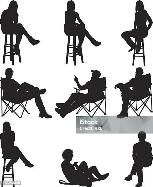 People Sitting Stock Illustration - Download Image Now - Outdoor Chair, Sitting, People