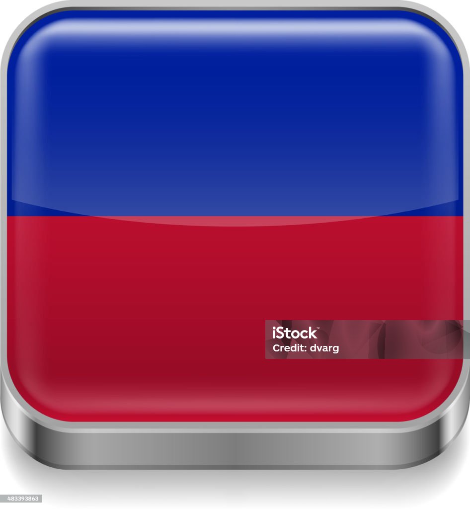 Metal  icon of Haiti Metal square icon with Haitian flag colors Chrome stock vector