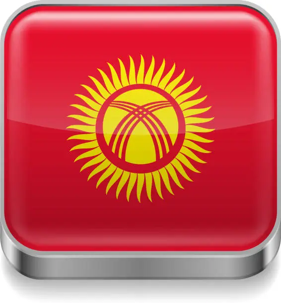 Vector illustration of Metal  icon of Kyrgyzstan