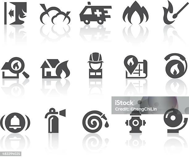 Ícones De Combate A Incêndios Simple Black Series - Arte vetorial de stock e mais imagens de Ambulância - Ambulância, Acidente - Conceito, Arranjar