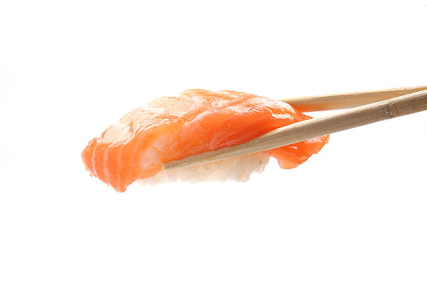 istock Salmon Sushi isolated in white background 483394085