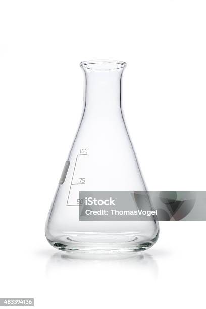 Empty Erlenmeyer Flask Isolated White Background Stock Photo - Download Image Now - Beaker, Conical Flask, Laboratory Flask