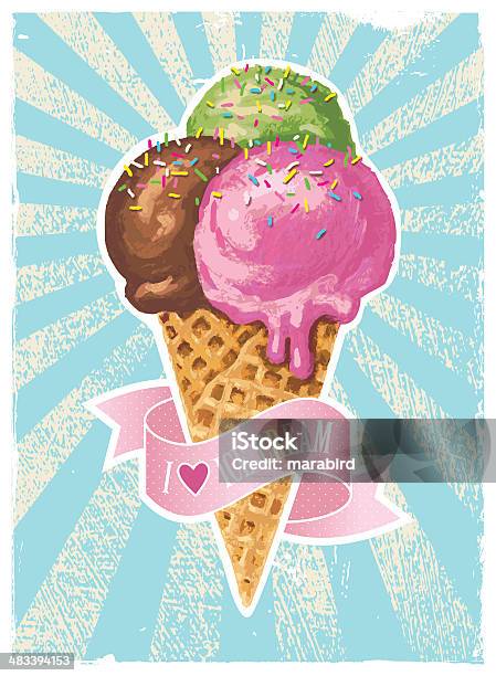 I Love Ice Cream Vecteurs libres de droits et plus d'images vectorielles de Cornet de glace - Cornet de glace, Crème glacée, Confiserie - Mets sucré