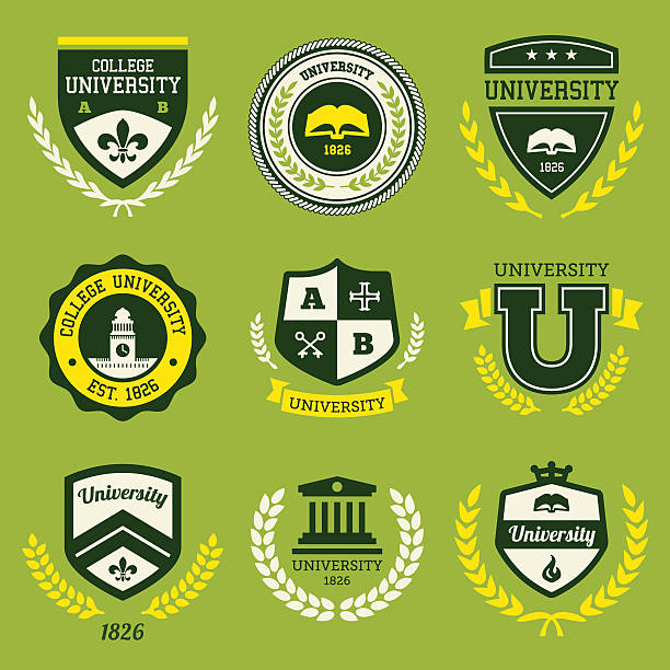 University crests vector art illustration