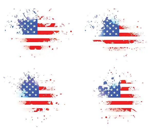 Vector illustration of Grunge splashes with USA flag over