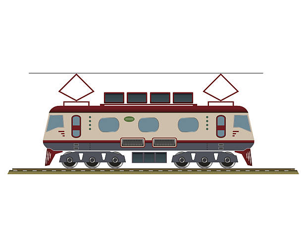 ilustrações, clipart, desenhos animados e ícones de locomotiva elétrica - commercial land vehicle man made object land vehicle rail freight