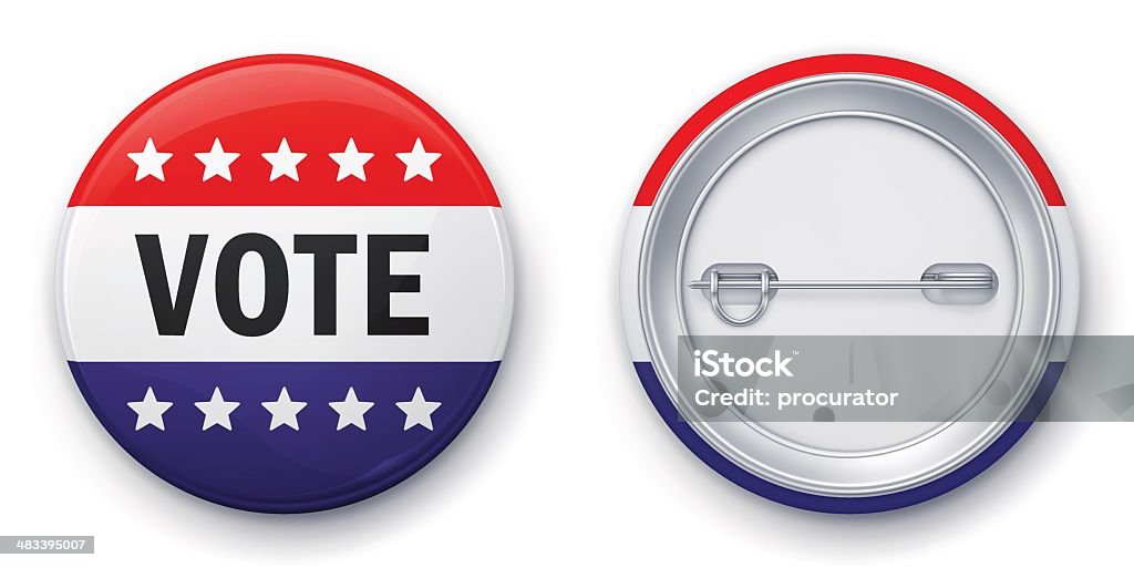 Votación de tarjeta - arte vectorial de Botón de campaña política libre de derechos