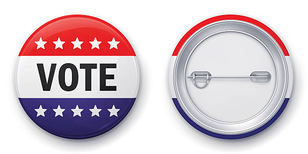 ilustraciones, imágenes clip art, dibujos animados e iconos de stock de votación de tarjeta - voting usa button politics