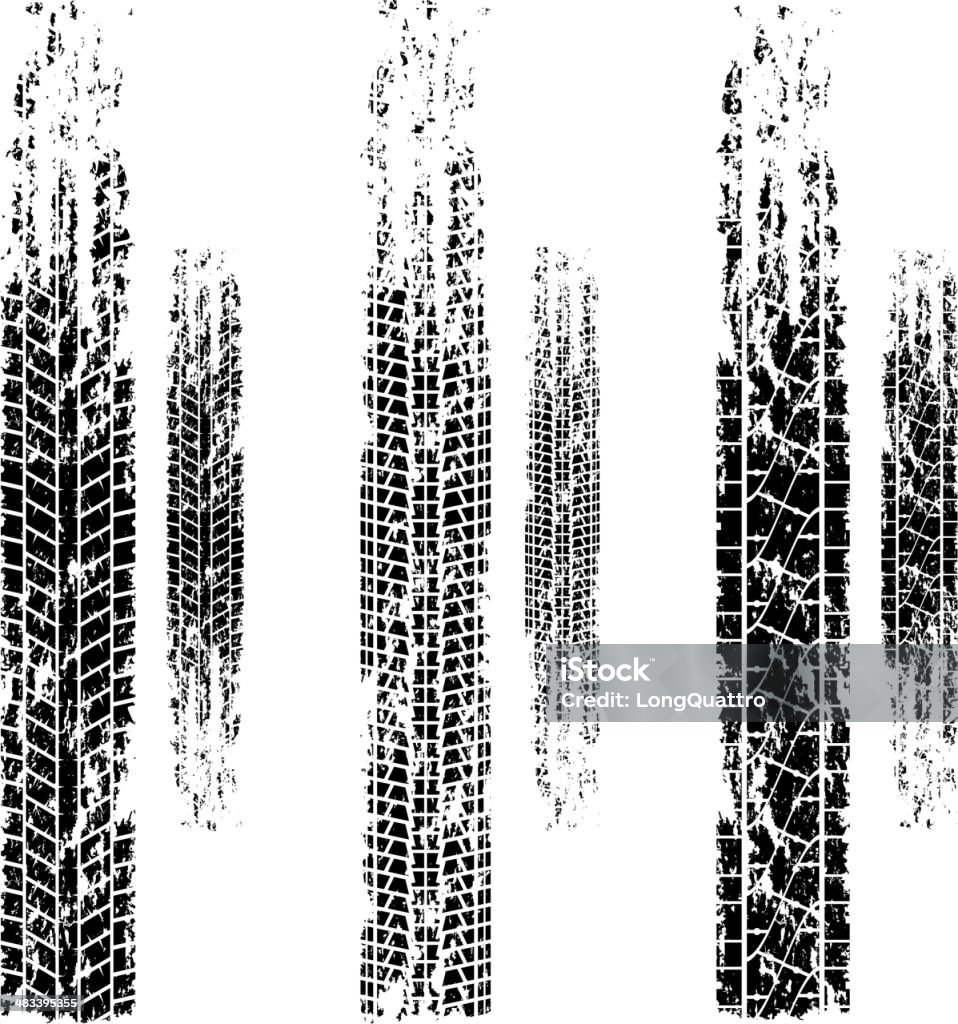 Tire tracks grunge set Set of grunge tire tracks on white. eps10 Abstract stock vector