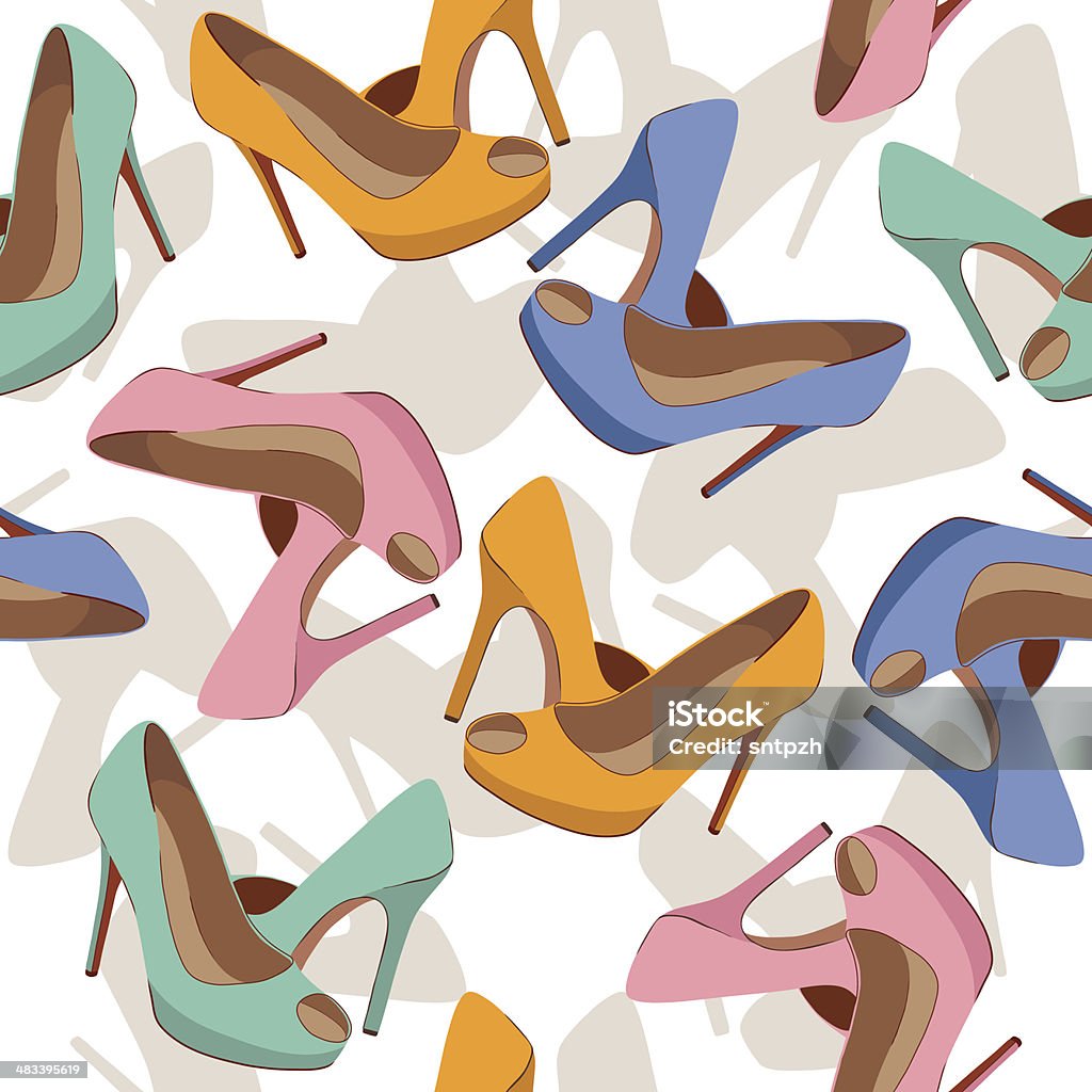 Vector seamless pattern with bright fashion shoes Adult stock vector