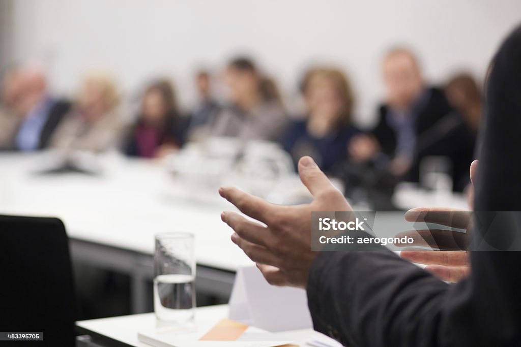 man having presentation at seminar Meeting Stock Photo