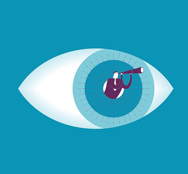 ilustrações de stock, clip art, desenhos animados e ícones de vista de - vector spy surveillance human eye