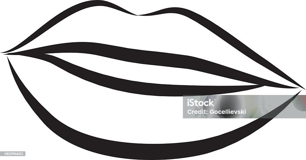 Vector Simple Lips Simple Lips Contour Illustration Stock Illustration - Download Image ...