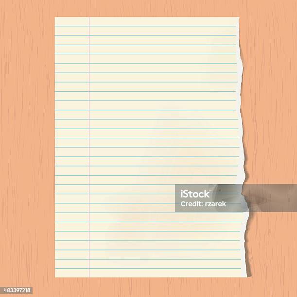 Vector Paper Sheet On Wooden Background Stock Illustration - Download Image Now - 2015, At The Edge Of, Computer