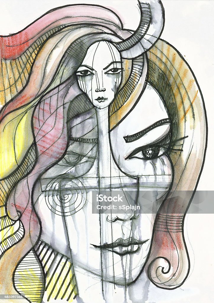 Hot Drawing Abstract Abstract Girl Drawing Stock Illustration - Download Image Now ...